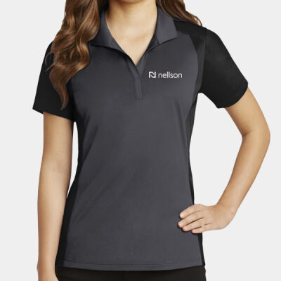 Nellson LST652 Sport-Tek® Ladies Colorblock Micropique Sport-Wick® Polo - White Logo Thumbnail