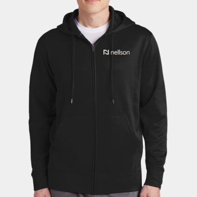 Nellson ST238 Sport-Tek® Sport-Wick® Fleece Full-Zip Hooded Jacket - White Logo Thumbnail