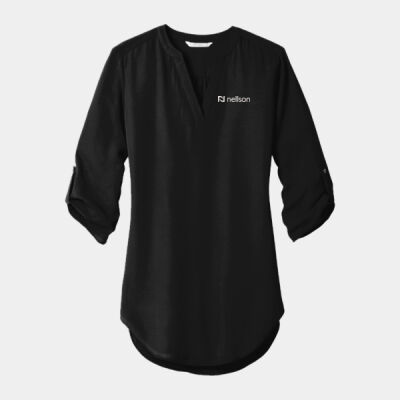 Nellson LW701 Port Authority ® Ladies 3/4-Sleeve Tunic Blouse - White Logo Thumbnail